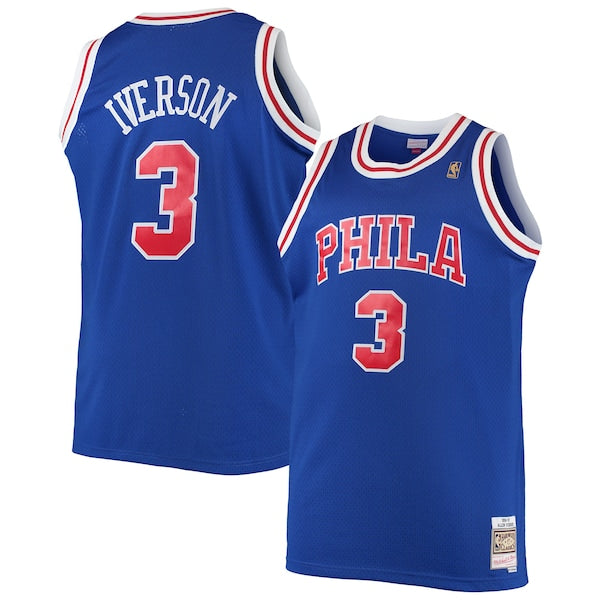 Allen Iverson Philadelphia 76ers 1996/97 Big & Tall Hardwood Classics Swingman Jersey - Royal/Black/Red/White - Image 2