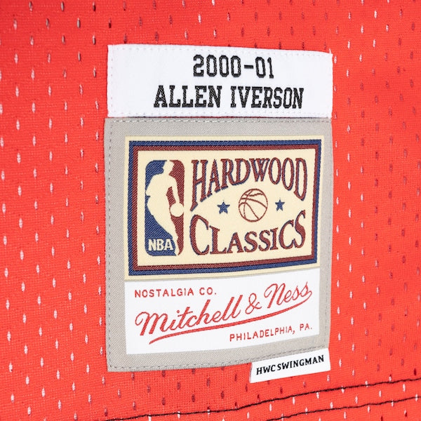 Allen Iverson Philadelphia 76ers Hardwood Classics 2000/01 Split Swingman Jersey - Black/Red - Image 4