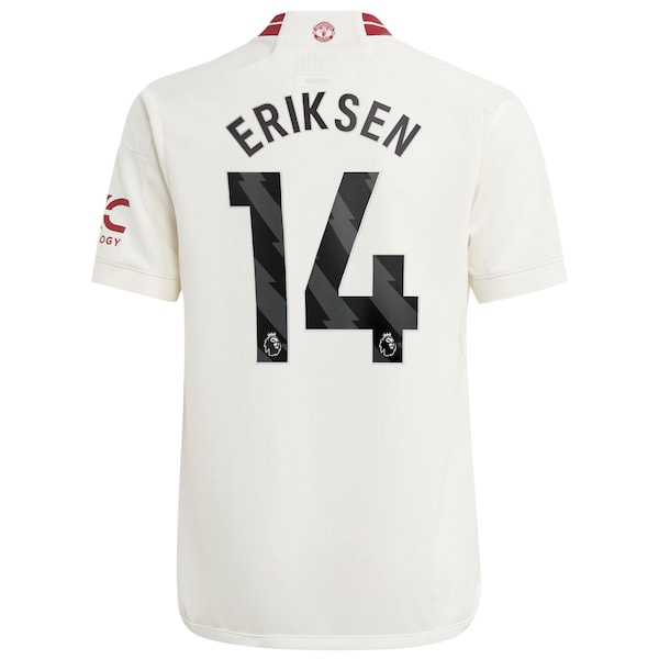 Christian Eriksen Manchester United adidas Youth 2023/24 Third Replica Player Jersey - White/Green - Image 4