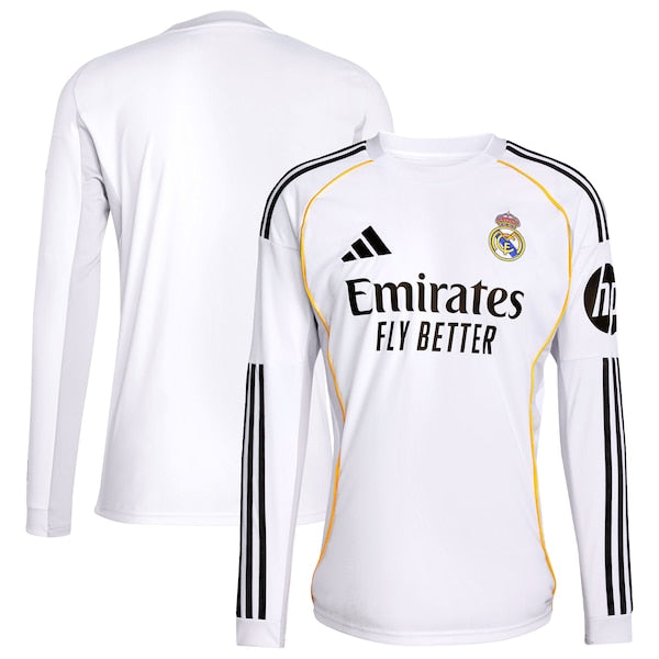 Los Merengues adidas 2025/26 Home Replica Long Sleeve Jersey - White/Blue - Image 2