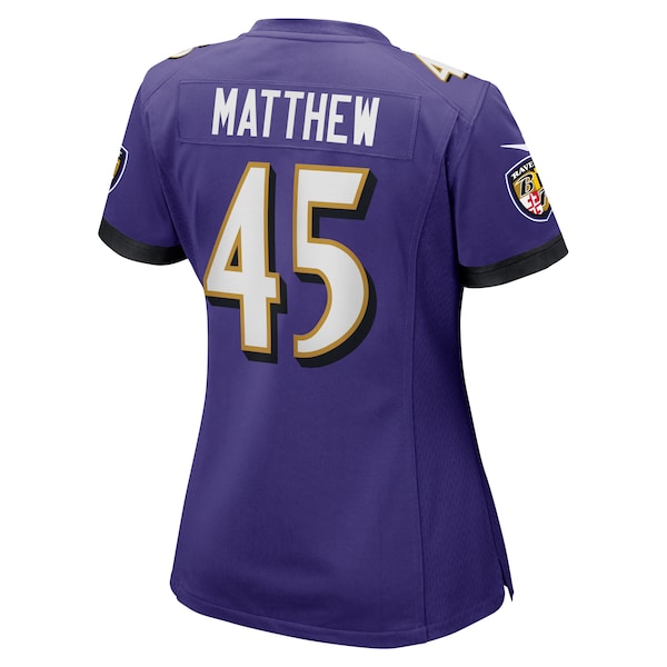 Christian Matthew Baltimore Ravens Nike Women's Game Jersey - Purple - Image 4