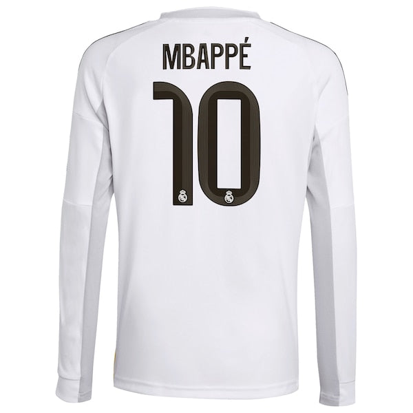 Kylian Mbapp¨¦ Los Merengues adidas Youth 2025/26 Home Replica Long Sleeve Player Jersey - White - Image 3