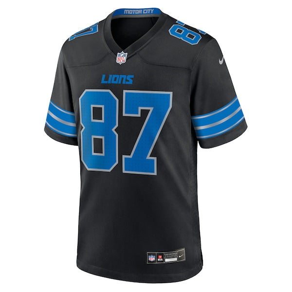 Sam LaPorta Detroit Lions Nike 2nd Alternate Game Jersey - Black/Blue - Image 3