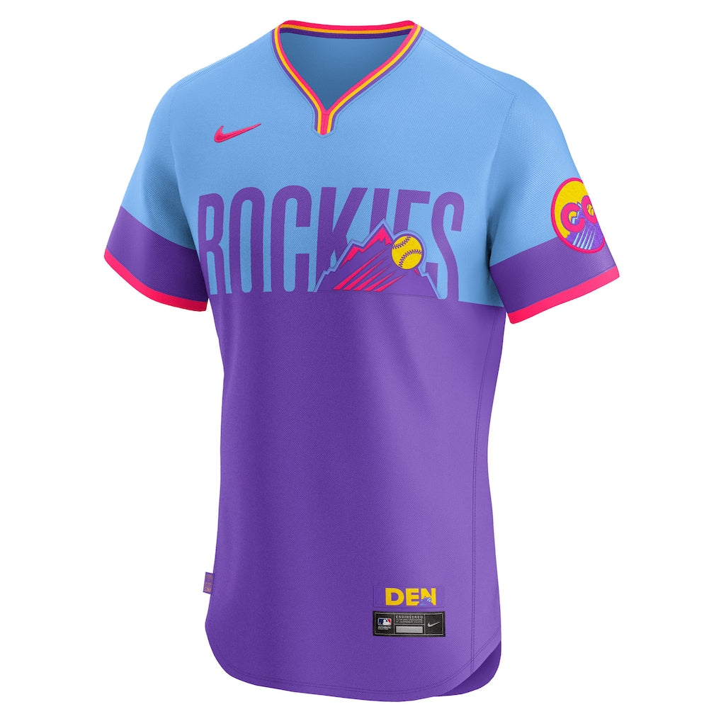 Colorado Rockies Nike 2025 City Connect Elite Jersey - Purple/Light Blue - Image 2