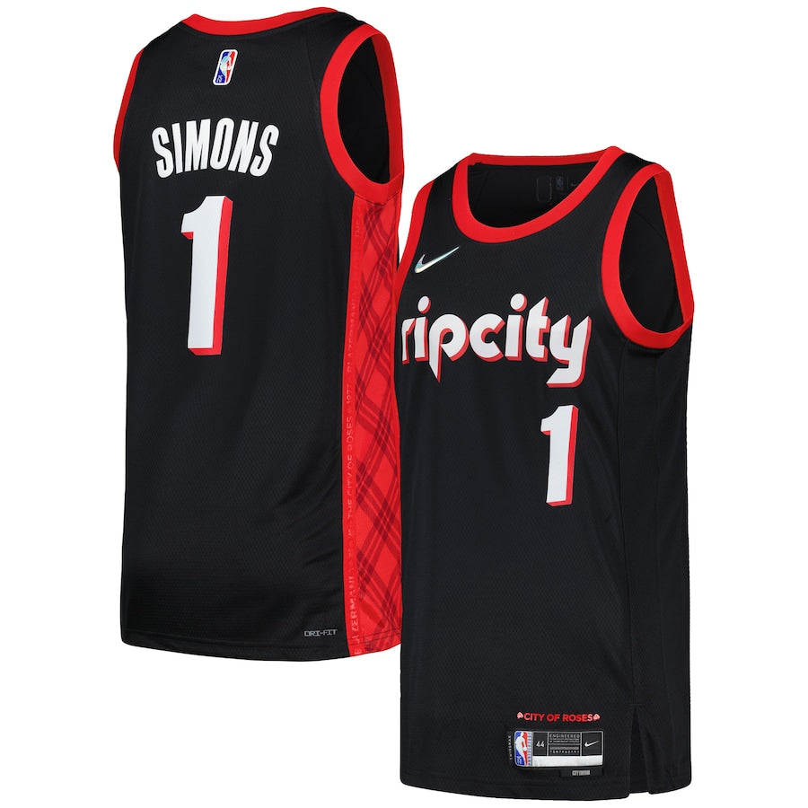 Anfernee Simons Portland Trail Blazers Jordan Brand Swingman Player Jersey - Statement Edition - Red/Black - Image 5