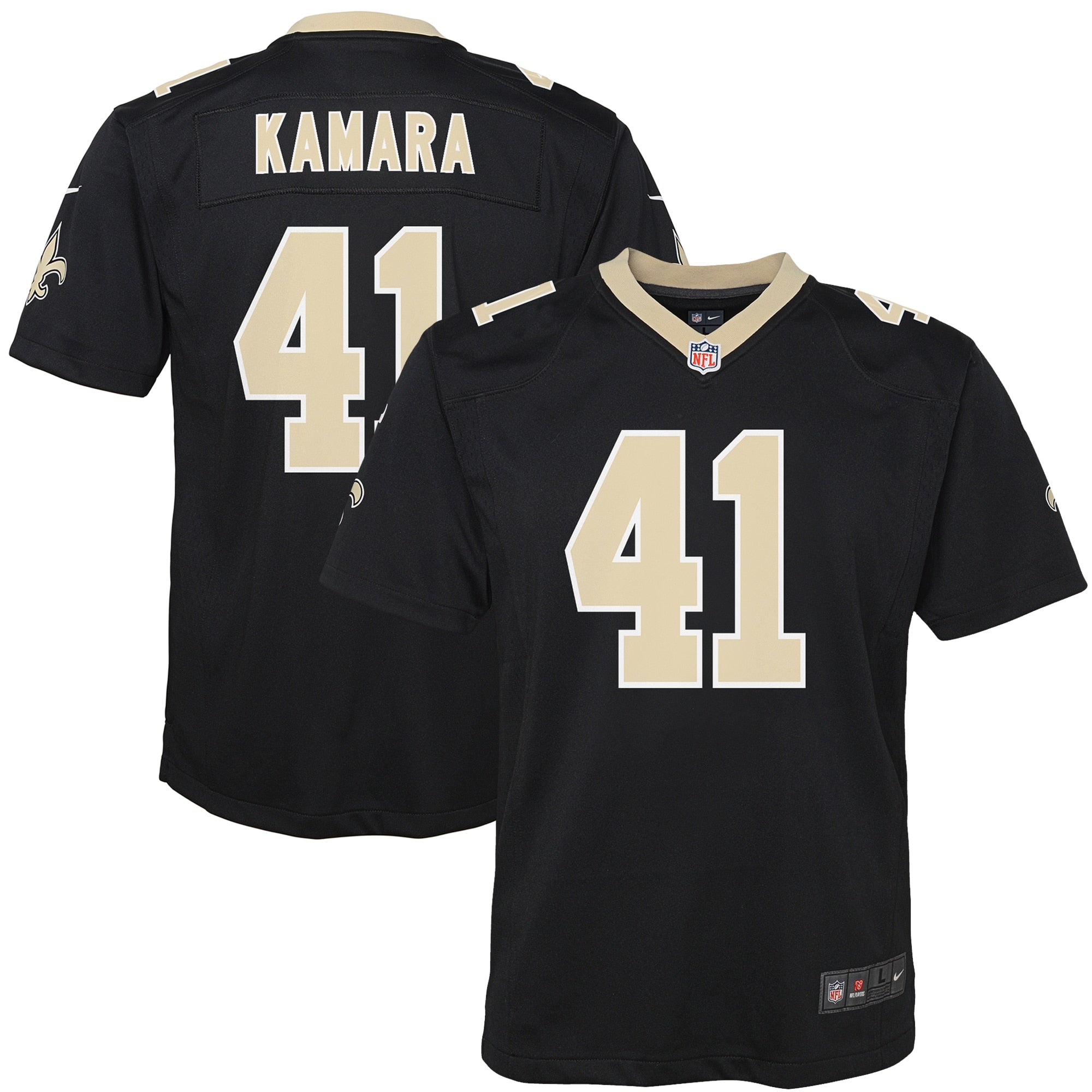 Alvin Kamara New Orleans Saints Nike Youth Game Jersey - White/Black - Image 5