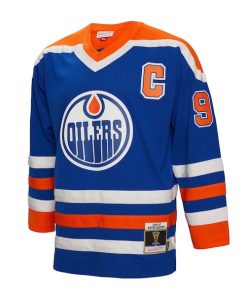 Alternative view of Wayne Gretzky Edmonton Oilers Captain Patch 1986/87 Blue Line Player Jersey - Youth - Royal