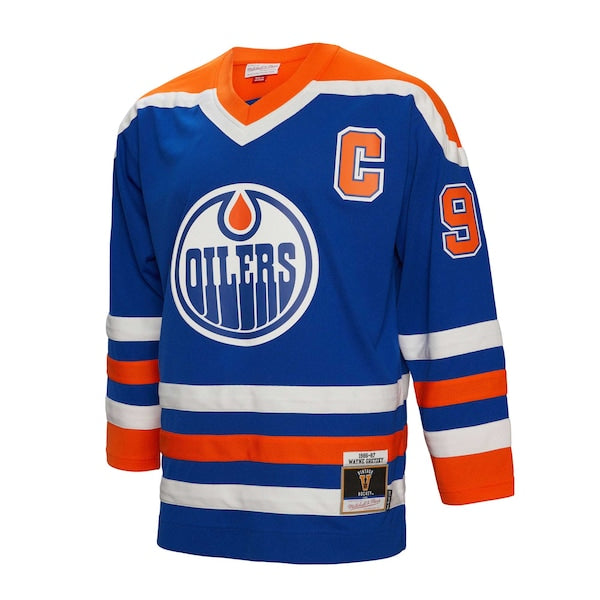 Wayne Gretzky Edmonton Oilers Captain Patch 1986/87 Blue Line Player Jersey - Youth - Royal - Image 2