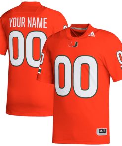 Miami Hurricanes adidas Custom White Premier Football Jersey - Orange