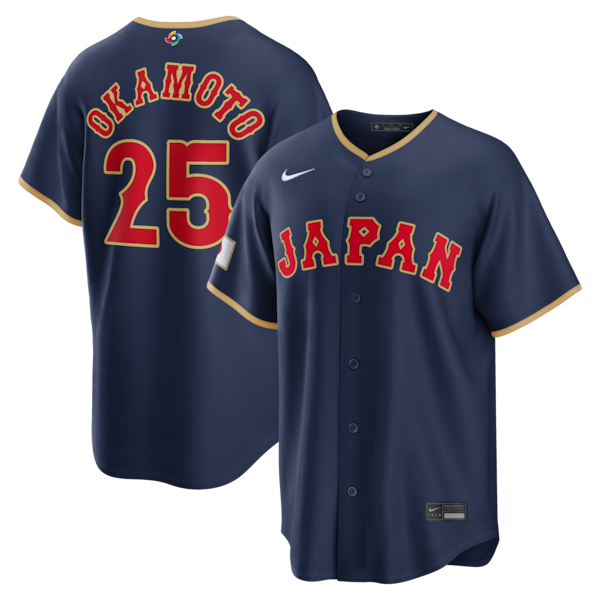 Kazuma Okamoto Japan Baseball Nike 2026 World Baseball Classic Road Stadium Jersey - Navy/White - Image 2