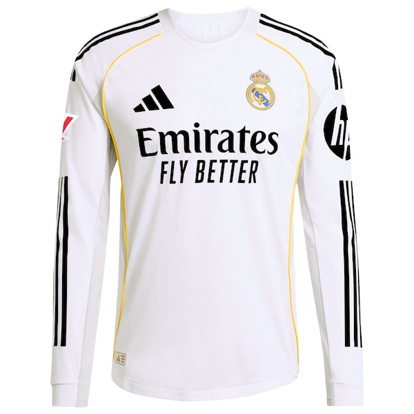 Los Merengues adidas 2025/26 Home Authentic Long Sleeve Custom Jersey - White/Blue - Image 3