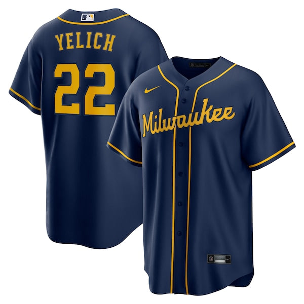 Christian Yelich Milwaukee Brewers Nike Alternate Replica Player Jersey - Navy/Cream/Gray/White - Image 7