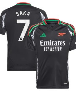 Alternative view of Bukayo Saka Arsenal adidas Youth 2024/25 Away Replica Player Jersey - Black