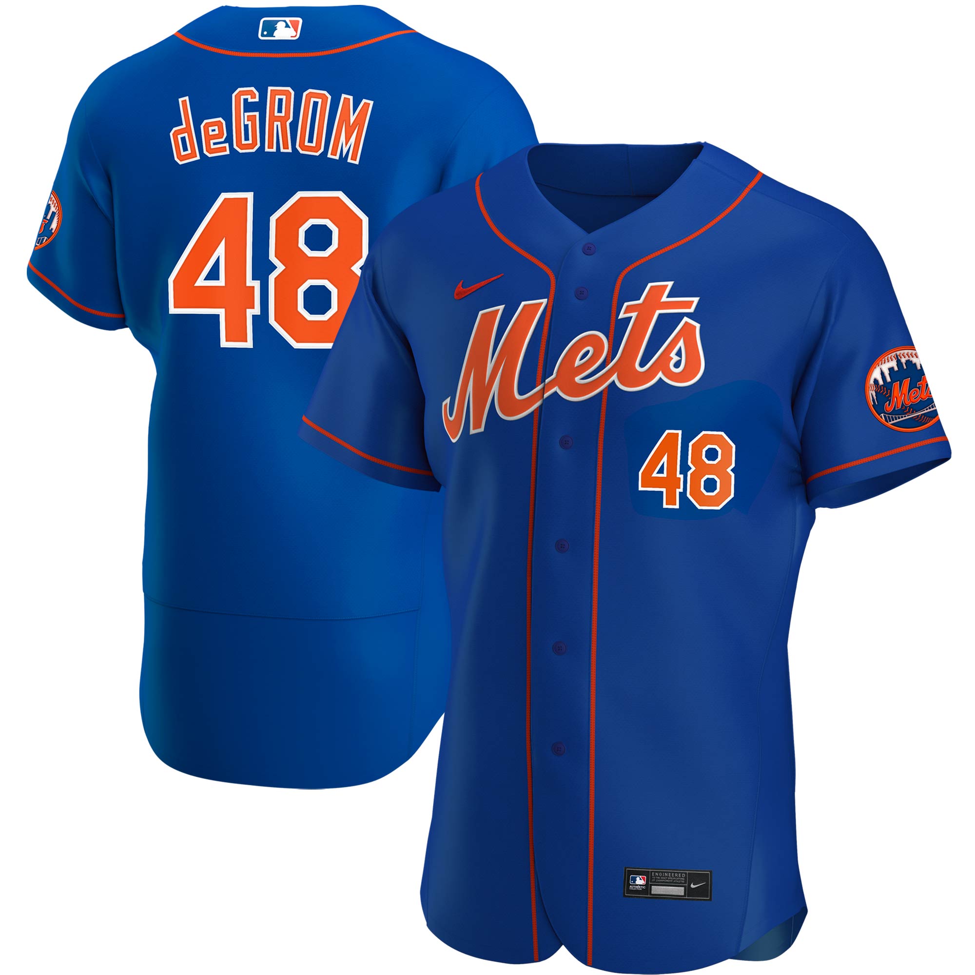 Jacob deGrom New York Mets Nike Home Authentic Player Jersey - White/Royal - Image 5