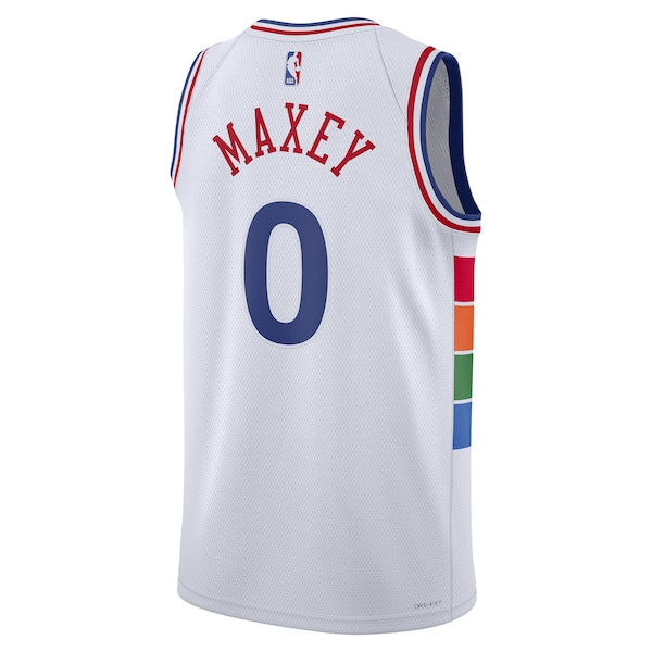 Tyrese Maxey Philadelphia 76ers Nike Unisex 2024/25 Swingman Player Jersey - City Edition - White - Image 3