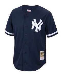 Alternative view of Reggie Jackson New York Yankees  Cooperstown Collection Mesh Batting Practice Button-Up Jersey? - Navy