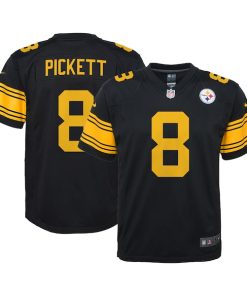 Alternative view of Kenny Pickett Pittsburgh Steelers Nike Youth Game Jersey - Black/White