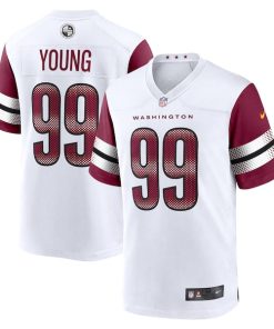 Alternative view of Chase Young Washington Commanders Nike Game Jersey - White/Burgundy