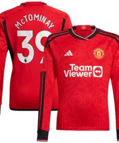Scott McTominay Manchester United adidas 2023/24 Home Replica Long Sleeve Player Jersey - Red
