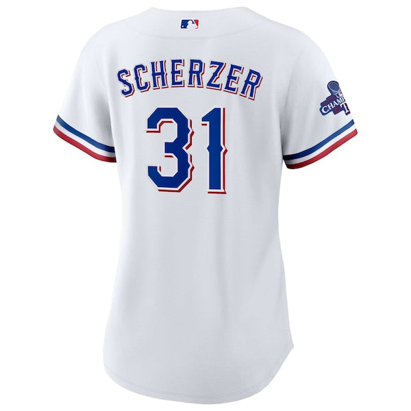 Max Scherzer Texas Rangers Nike Women's Home 2023 World Series Champions Replica Player Jersey - White - Image 3