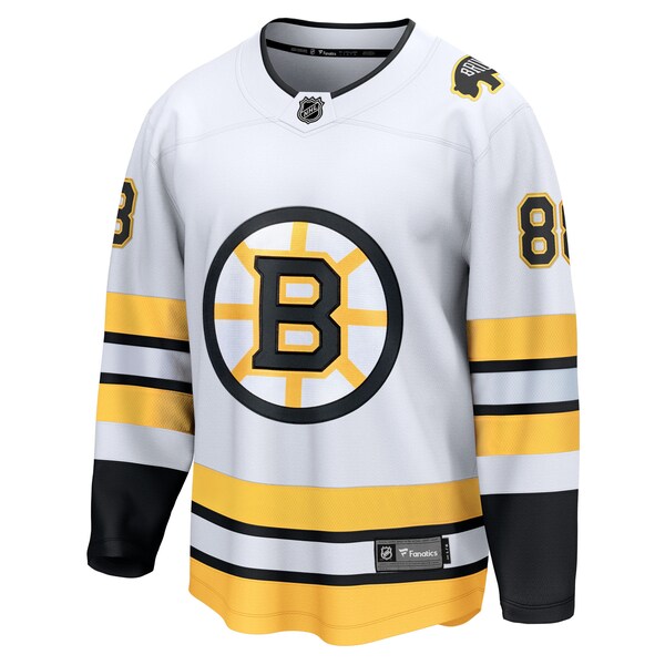 David Pastrnak Boston Bruins Away Breakaway Player Jersey - White/Black - Image 2