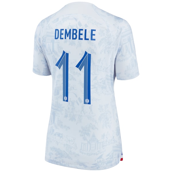 Ousmane Dembele France National Team Nike Women's 2022/23 Away Breathe Stadium Replica Jersey - White - Image 3