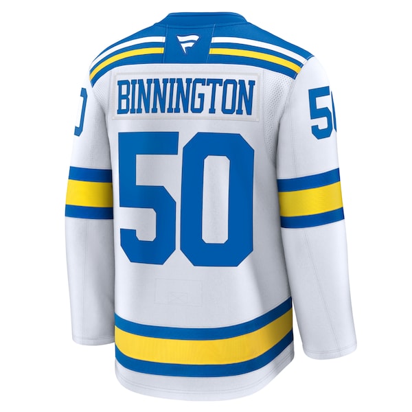 Jordan Binnington St. Louis Blues Away Premium Player Jersey - White/Blue - Image 4