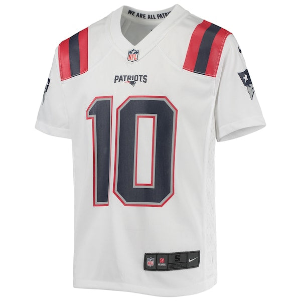 Mac Jones New England Patriots Nike Youth Game Jersey - White/Navy/Red - Image 3
