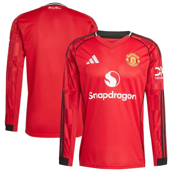 Manchester United adidas Home 2025/26 Replica Long Sleeve Jersey - Red/Black/White - Image 2