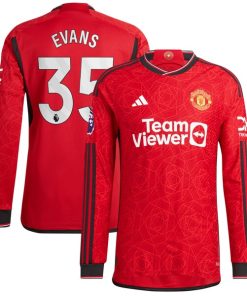 Jonny Evans Manchester United adidas 2023/24 Home Authentic Long Sleeve Player Jersey?¨C Red
