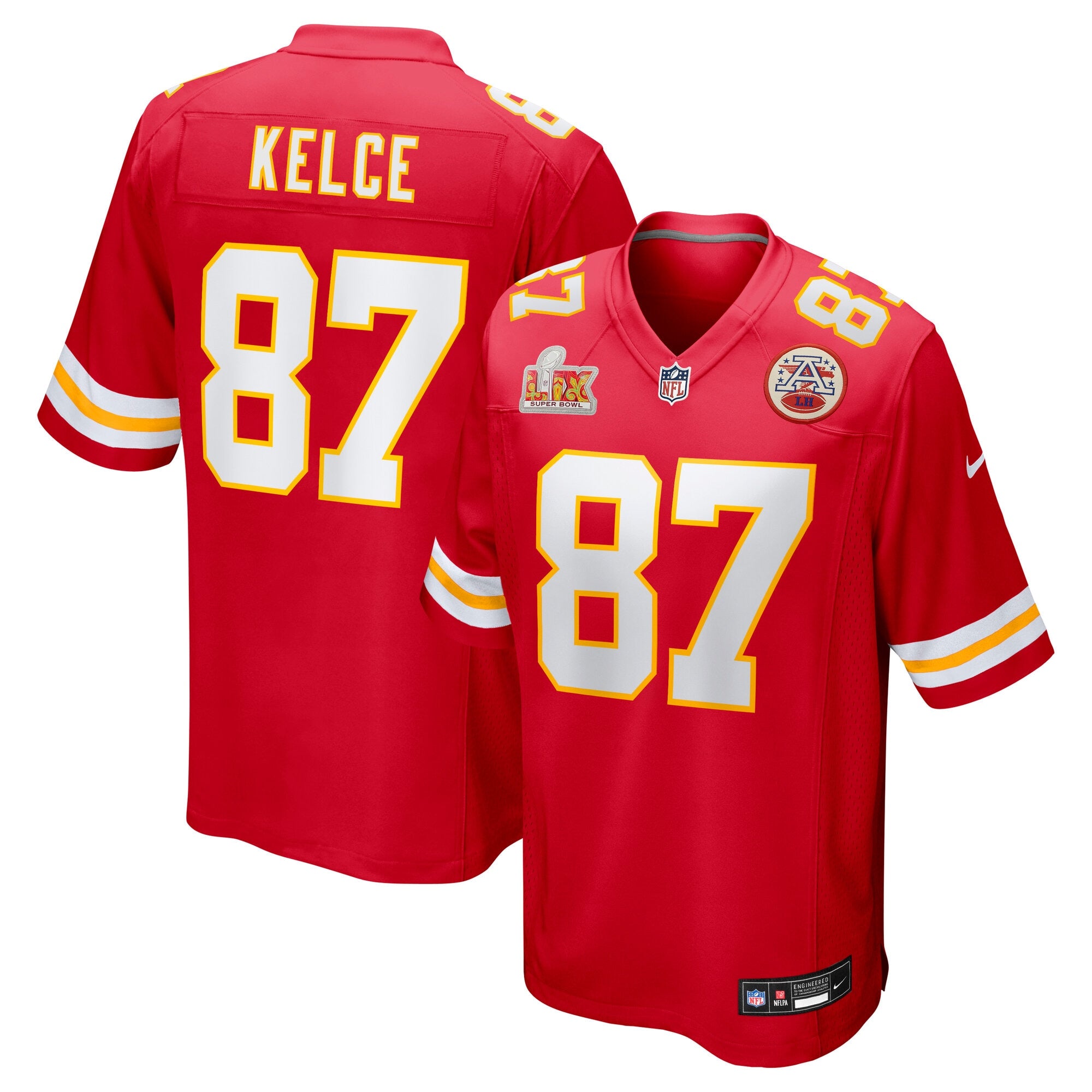 Travis Kelce Kansas City Chiefs Nike Super Bowl LIX Game Jersey - White/Red - Image 7