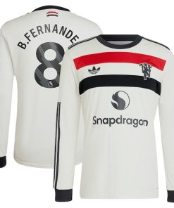 Bruno Fernandes Manchester United adidas Originals  2024/25 Third Replica Long Sleeve Jersey - Cream