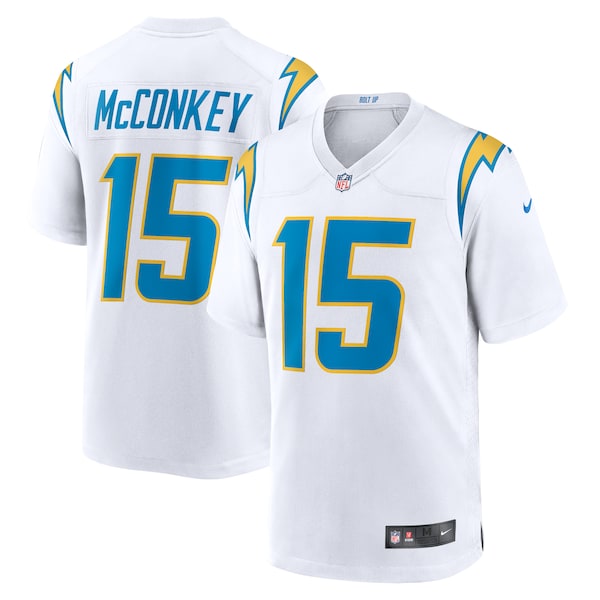 Ladd McConkey Los Angeles Chargers Nike Game Jersey - White/Navy/Royal - Image 2