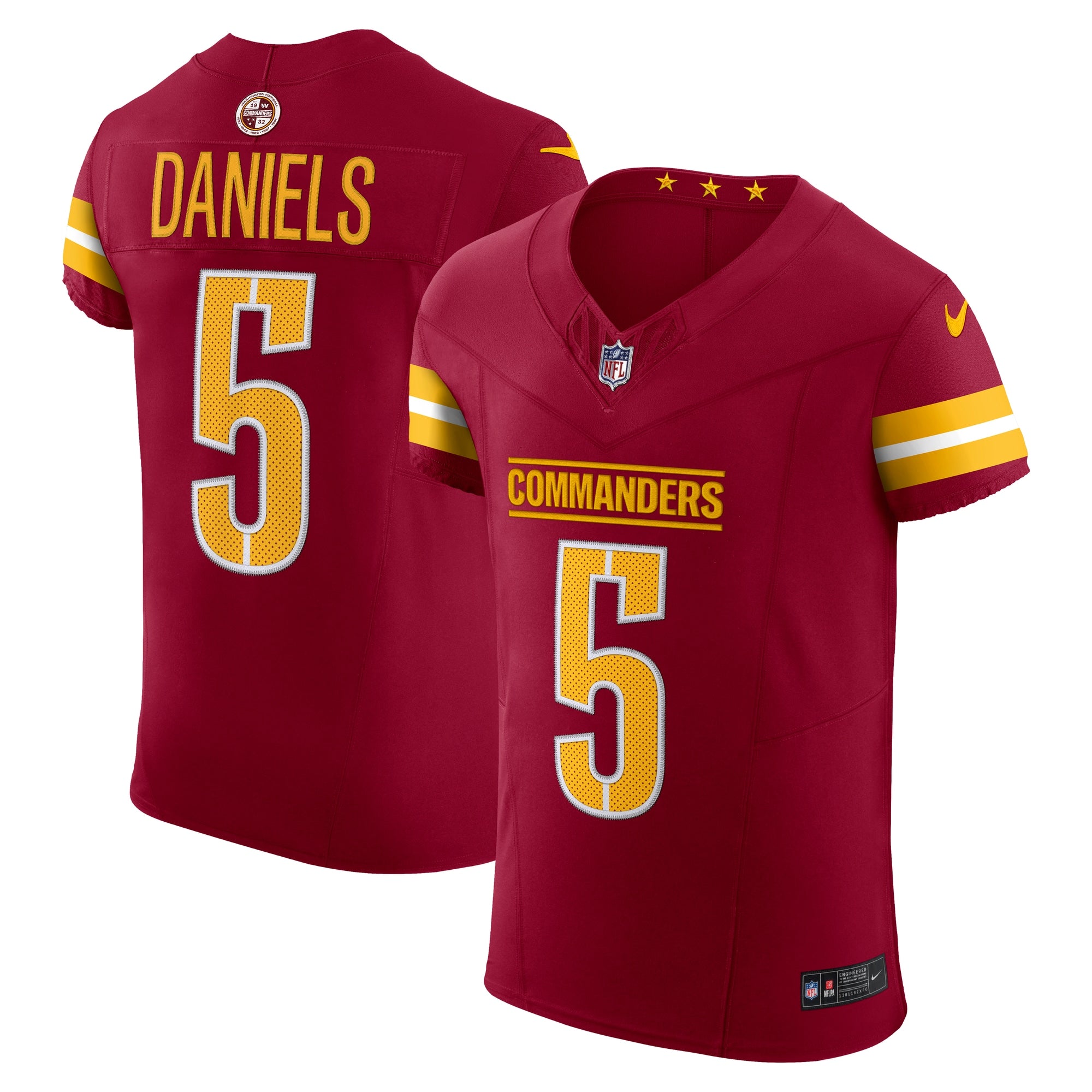 Jayden Daniels Washington Commanders Nike Alternate Vapor F.U.S.E. Elite Jersey - Black/Burgundy - Image 6