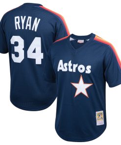 Nolan Ryan Houston Astros Youth Cooperstown Collection Mesh Batting Practice Jersey - Navy