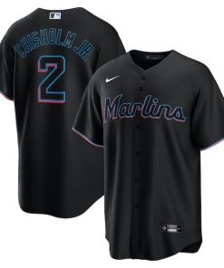 Alternative view of Jazz Chisholm Jr. Miami Marlins Nike Alternate Replica Player Jersey - Black/White