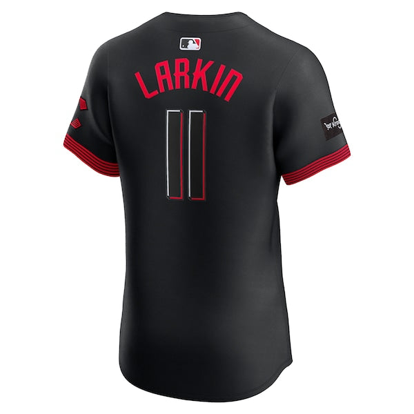 Barry Larkin Cincinnati Reds Nike City Connect Sponsor Patch Elite Player Jersey - Black - Image 3