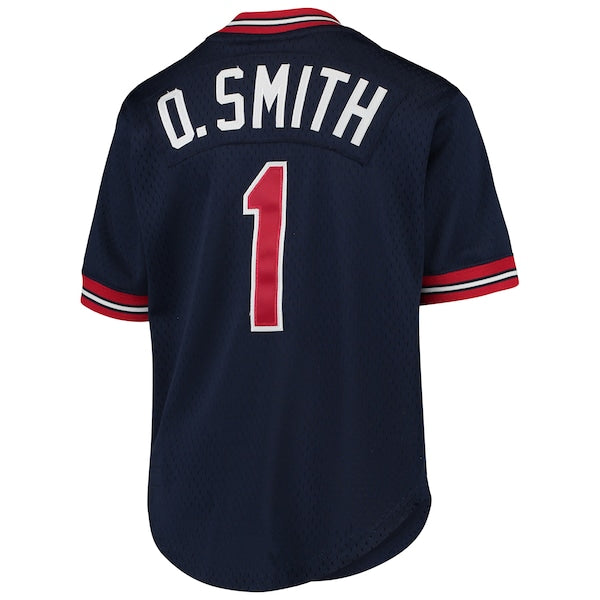 Ozzie Smith St. Louis Cardinals Youth Cooperstown Collection Mesh Batting Practice Jersey - Navy - Image 3
