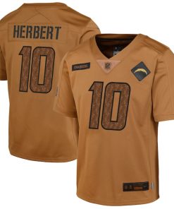Justin Herbert Los Angeles Chargers Nike Youth 2023 Salute To Service Limited Jersey - Brown