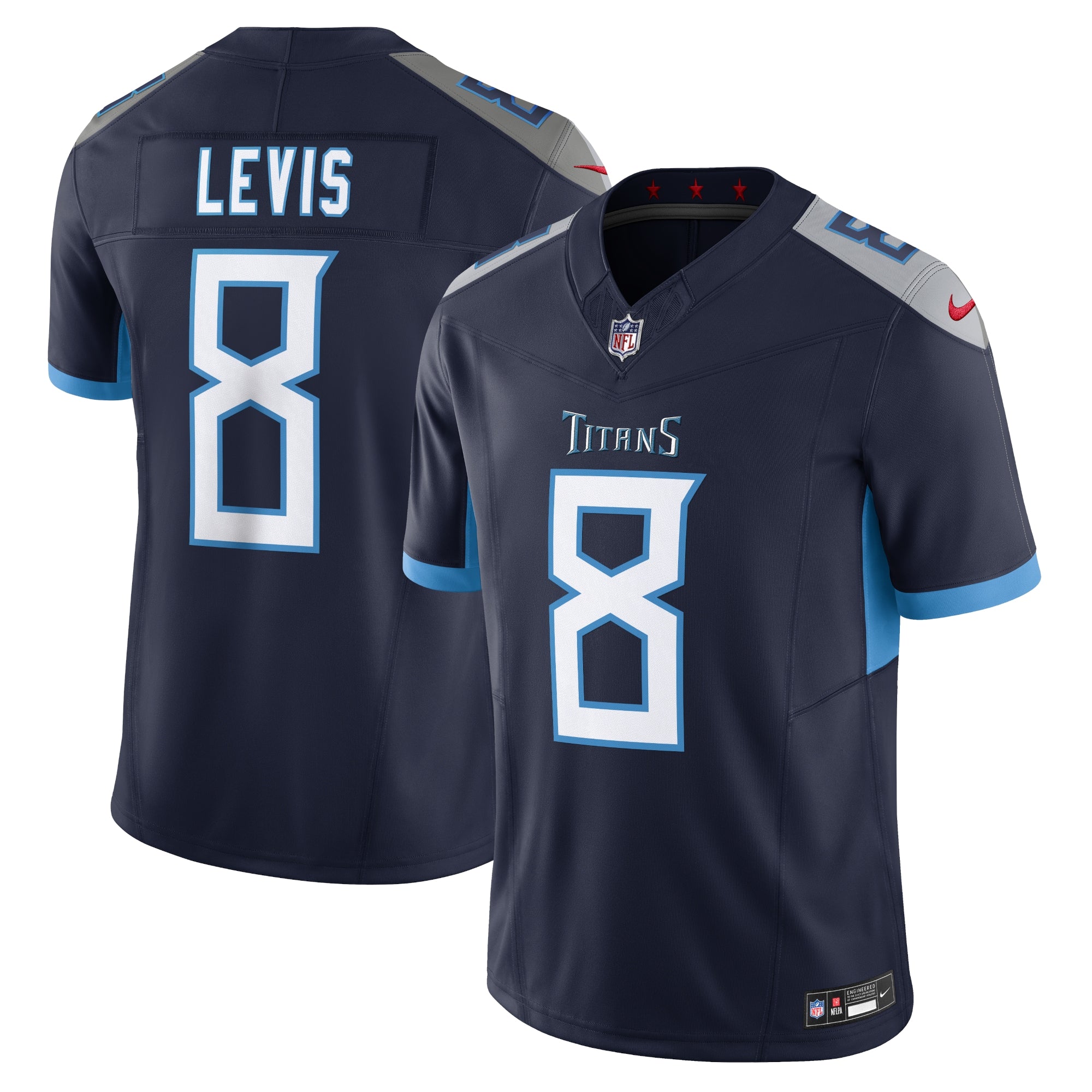 Will Levis Tennessee Titans Nike Alternate Oilers Throwback Vapor F.U.S.E. Limited Jersey - Light Blue/Navy - Image 5