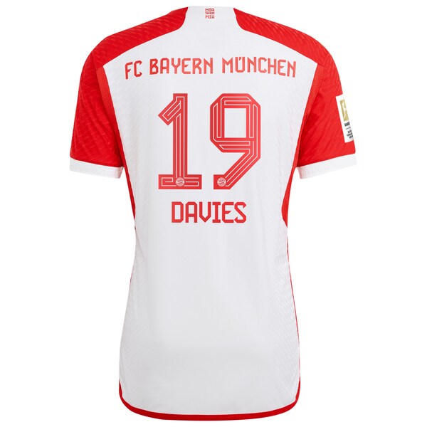Alphonso Davies Bayern Munich adidas 2023/24 Home Authentic Jersey - White/Black - Image 4