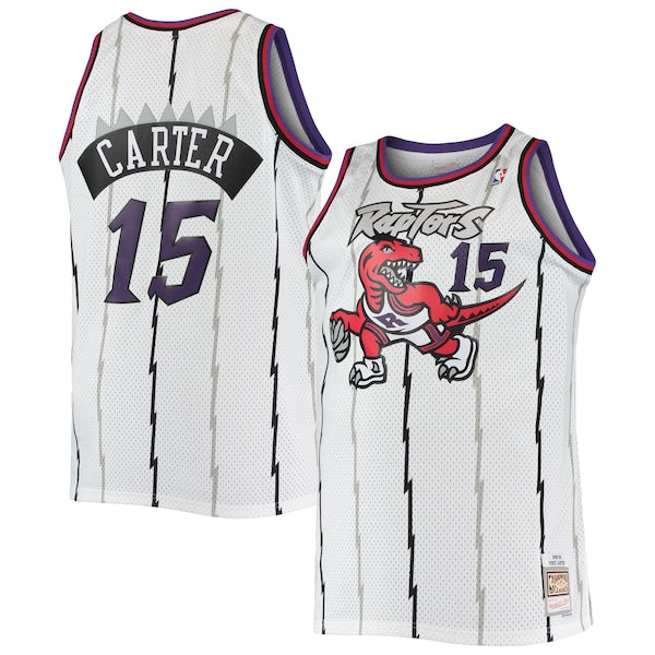 Vince Carter Toronto Raptors 1998/99 Big & Tall Hardwood Classics Swingman Jersey - White/Purple - Image 2