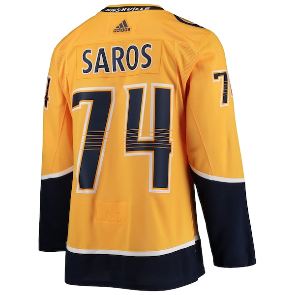 Juuse Saros Nashville Predators adidas Home Authentic Player Jersey - Gold - Image 3