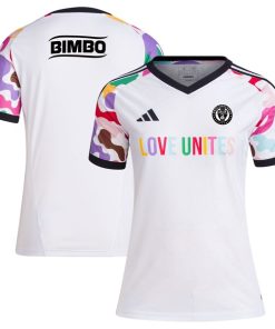 Philadelphia Union adidas Women's 2024 Pride Pre-Match Top - White