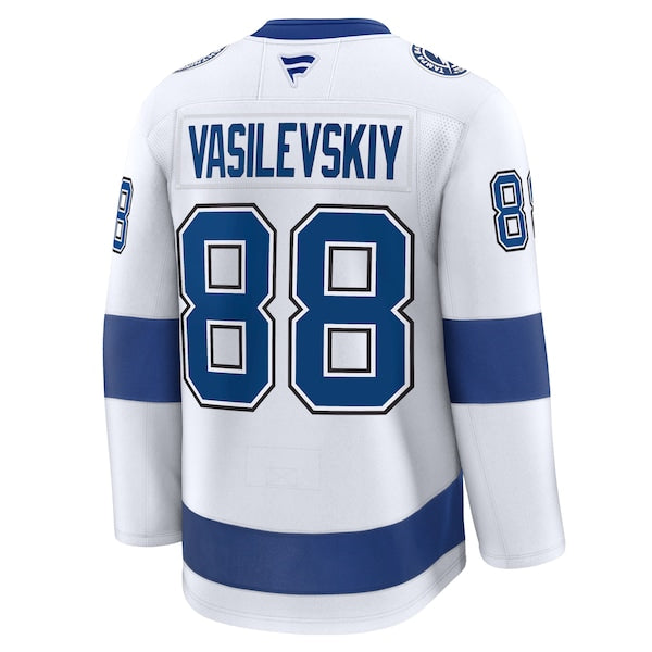 Andrei Vasilevskiy Tampa Bay Lightning Away Premium Jersey - White/Black/Blue - Image 4
