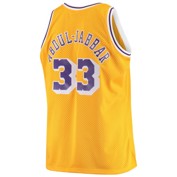 Kareem Abdul-Jabbar Los Angeles Lakers 1984/85 Big & Tall Hardwood Classics Swingman Jersey - Gold - Image 3