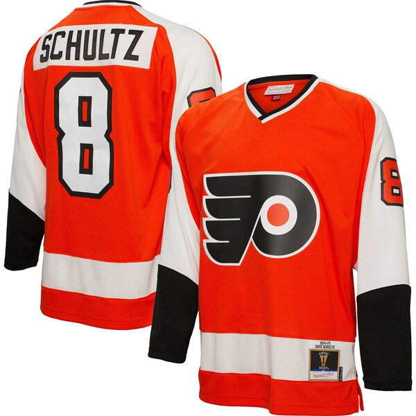 Dave Schultz Philadelphia Flyers 1974/75 Blue Line Player Jersey - Orange - Image 2