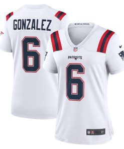 Alternative view of Christian Gonzalez New England Patriots Nike Women's  Game Jersey -  White/Navy/Red