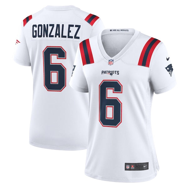 Christian Gonzalez New England Patriots Nike Women's Game Jersey - White/Navy/Red - Image 2