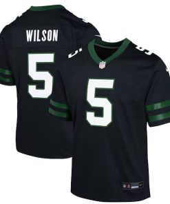 Alternative view of Garrett Wilson New York Jets Nike Youth Alternate Game Jersey - Legacy Black